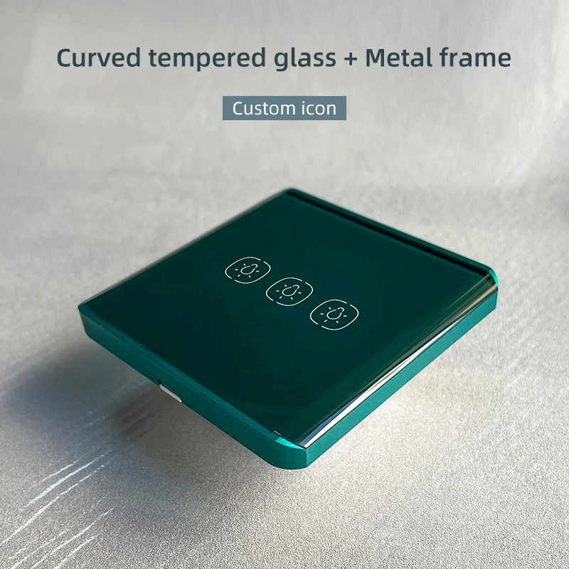 tuya zigbee 3.0 switch 3gang curved green glass touch sensor light switch mobile phone remote control light