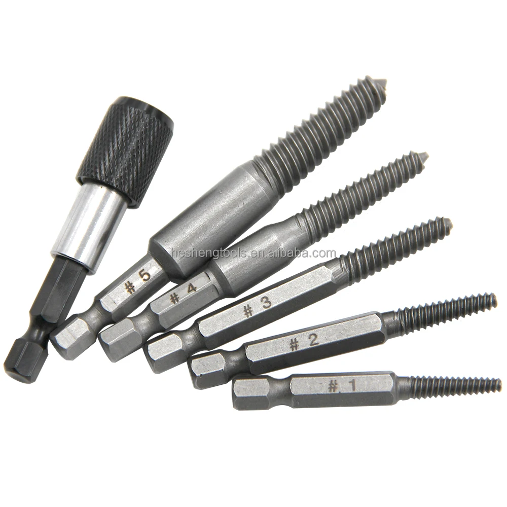6pcs Damaged Screw Extractor Hex 6.35mm Shank Stripped Screw Remover Drill Bits Broken Screw For Power Tool