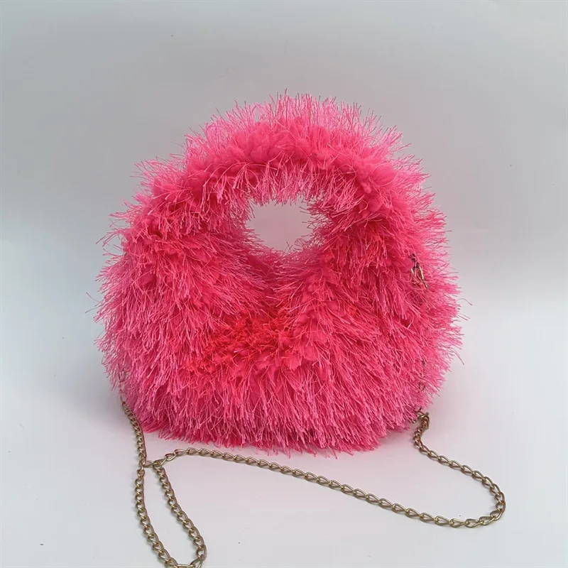 Popular Ladies Mongolian Fur Bag Fashion Party Clutch Bag Fluffy Purses And Handbags fuzzy fluffy crossbody sling bag