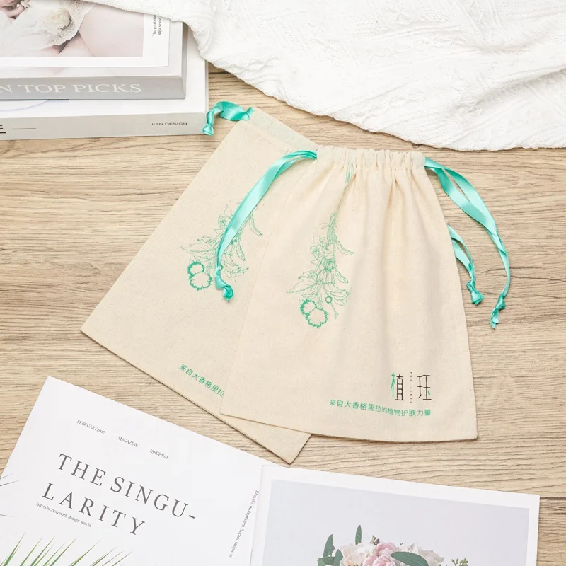 High Quality Recyclable 100% Cotton Bag With Customized Logo On The Label For Double Rope Dust Bag Garment Packaging