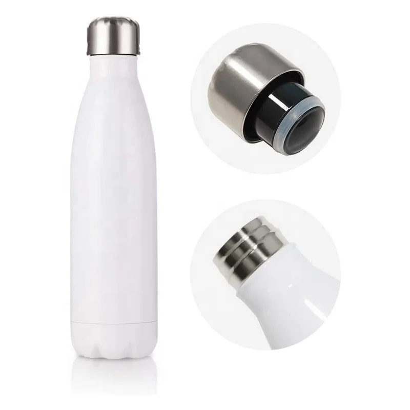 500ml Vacuum Sports White Blanks Cola Cups 304 Stainless Steel Double Wall Thermoses Cola Shape Bike Fitness Water Bottle