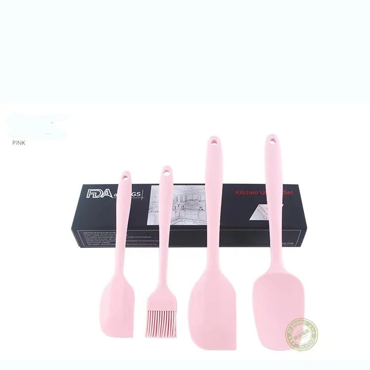 
4pcs BPA FREE Heat Resistant Customized Baking Kitchen Cake Pastry Tools Set Non Stick Silicone Spatula 