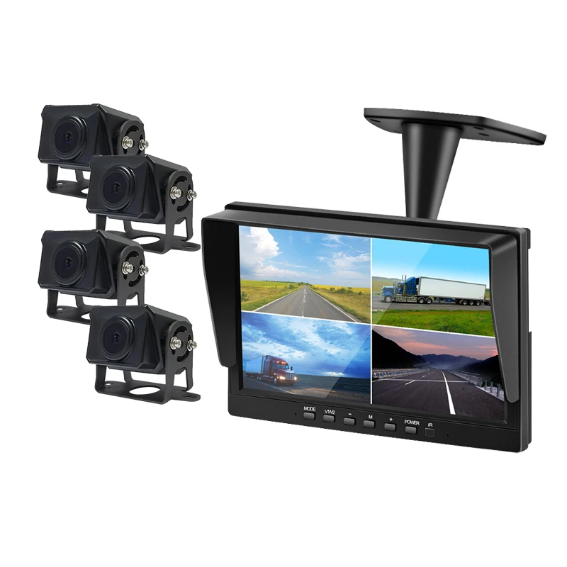7 inch Car Monitor Headrest monitor 4 split screen 4 AV input Remote control,Front/Left/Right/Rearview camera optional