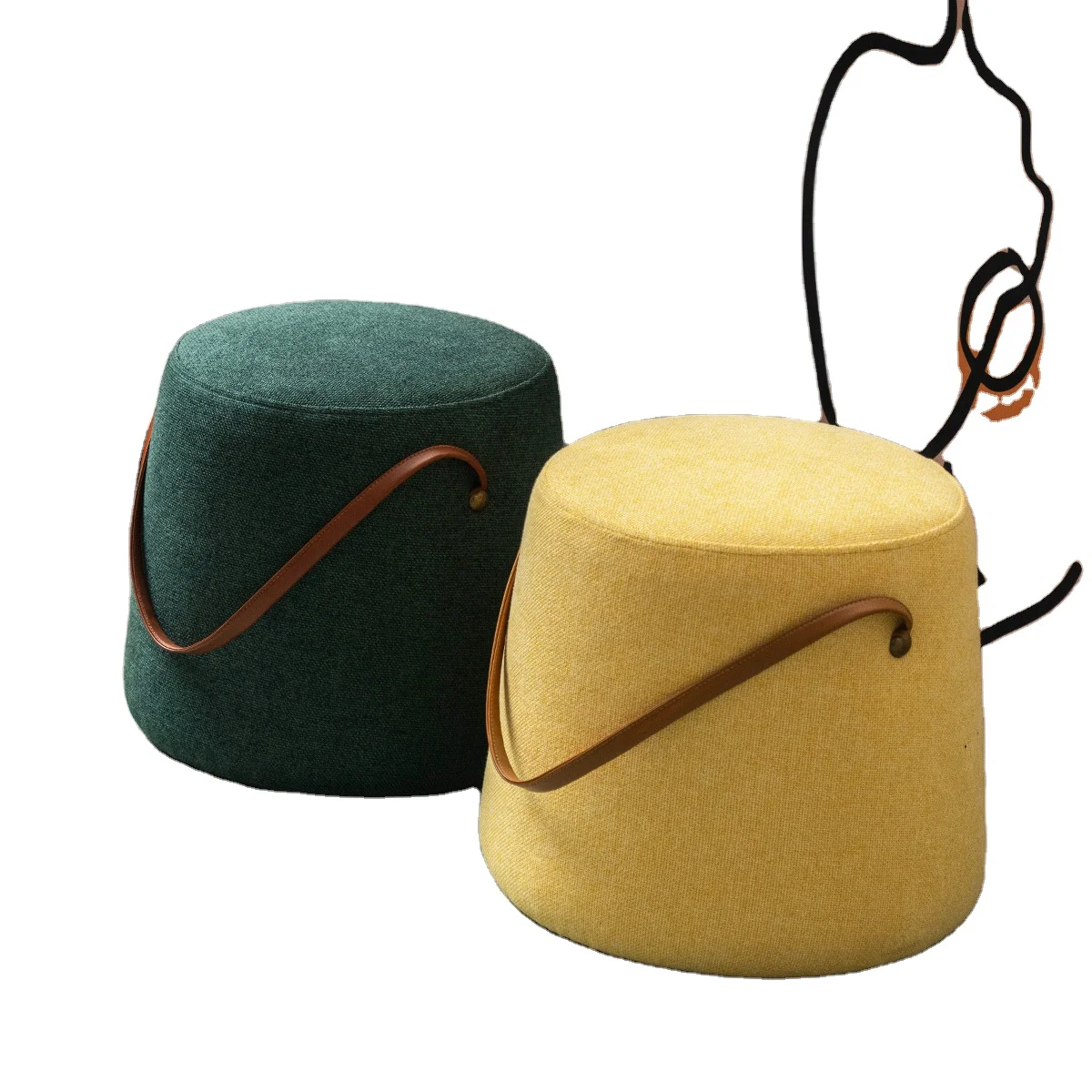 RTS OEM Manufacturer Living Roon Sofa Furniture Modern Design Bucket Stool Chair Velvet Sofa Ottoman Foot Stool