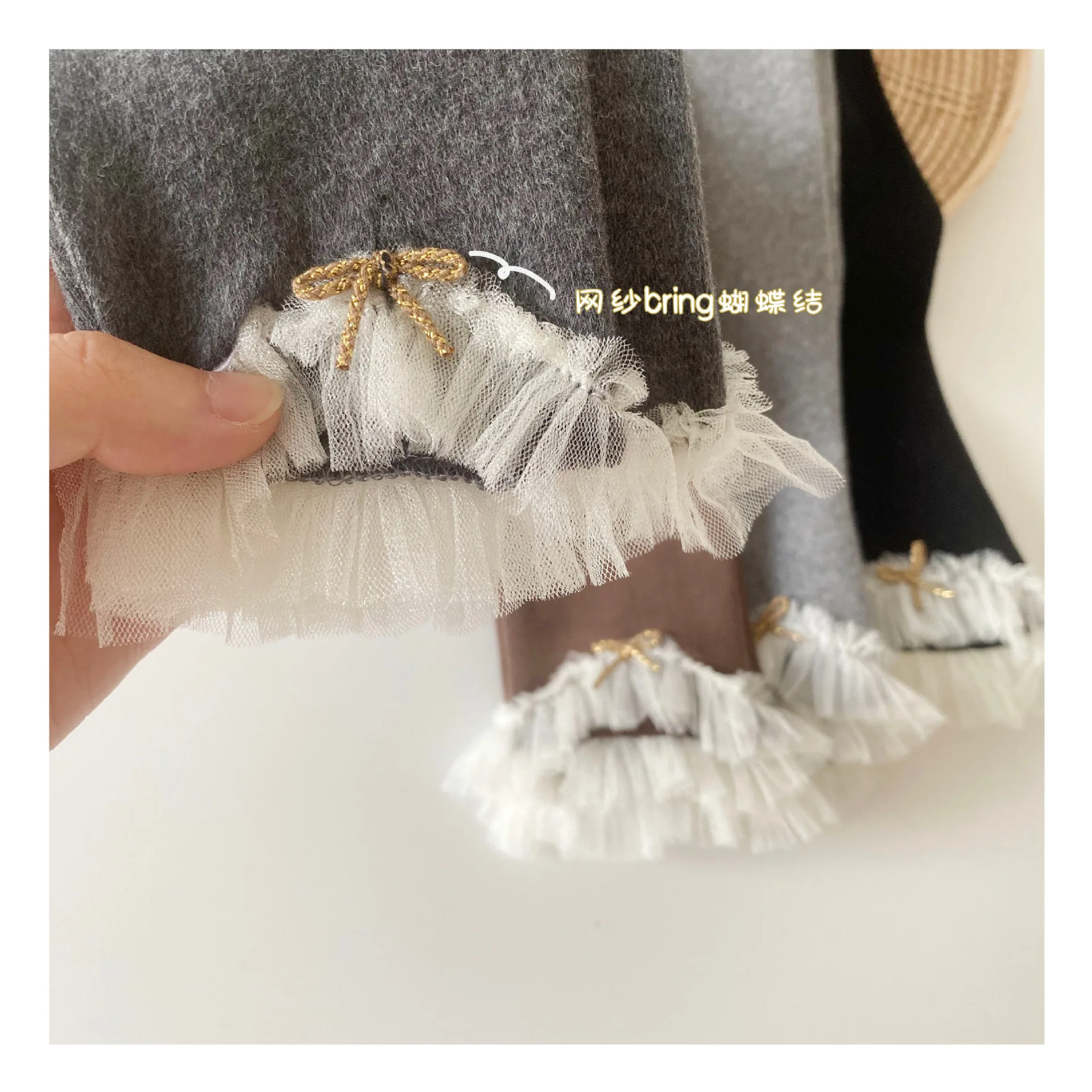 wholesale toddler fall winter warm thick soft cotton sweet ruffle lace kids little girl tights leggings custom