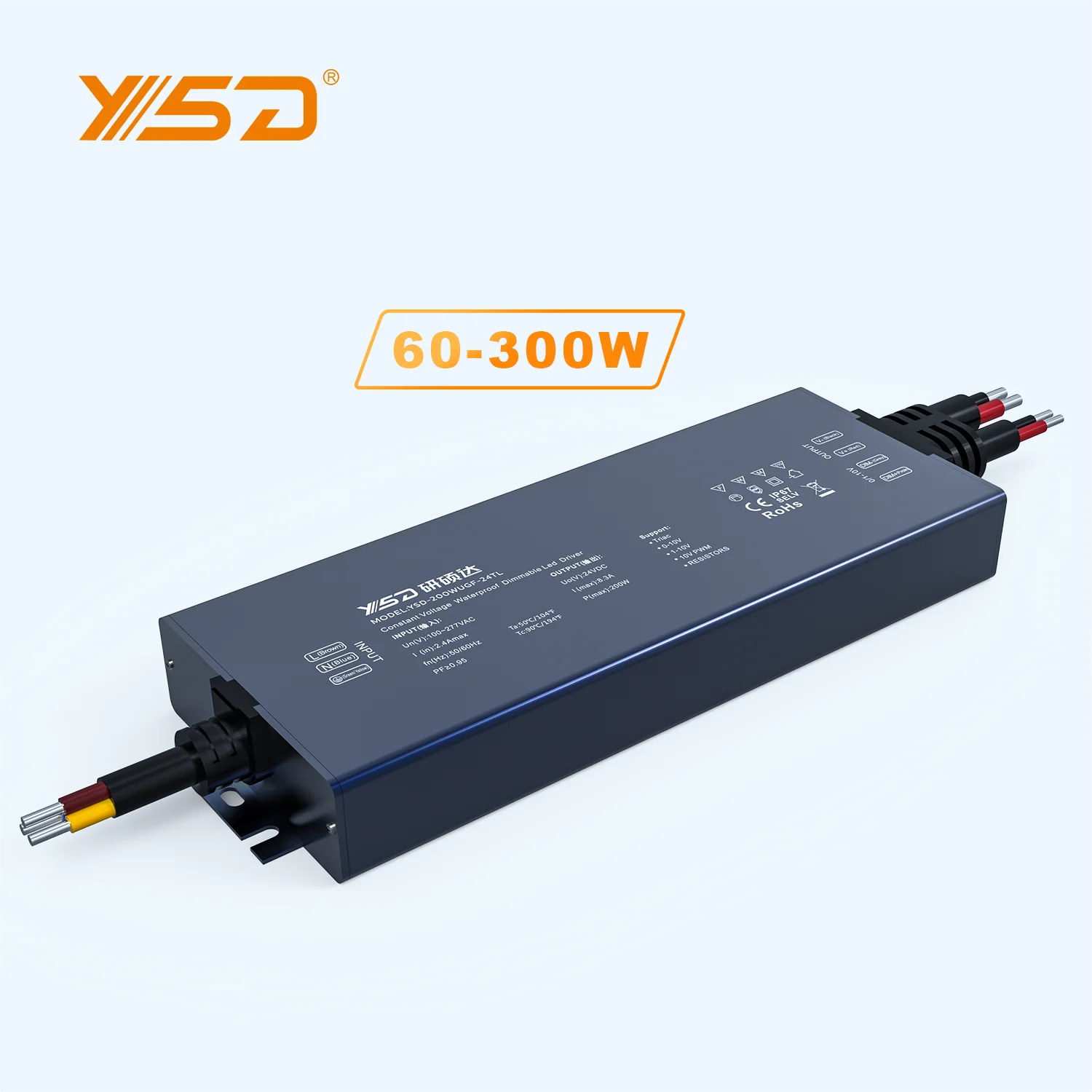 Waterproof PF>0.95 200W DC12V 24V 36V 48V IP67 dimmable triac 0-10V PWM led light led power supply led driver