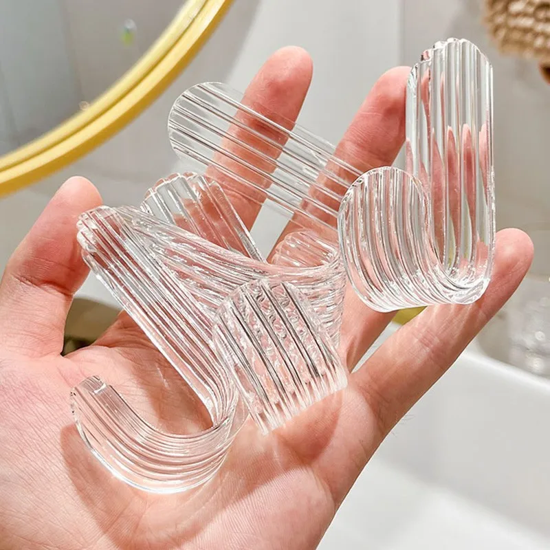 Plastic light luxury transparent traceless hook paste strong wholesale door back bathroom perforation-free acrylic novelty hooks