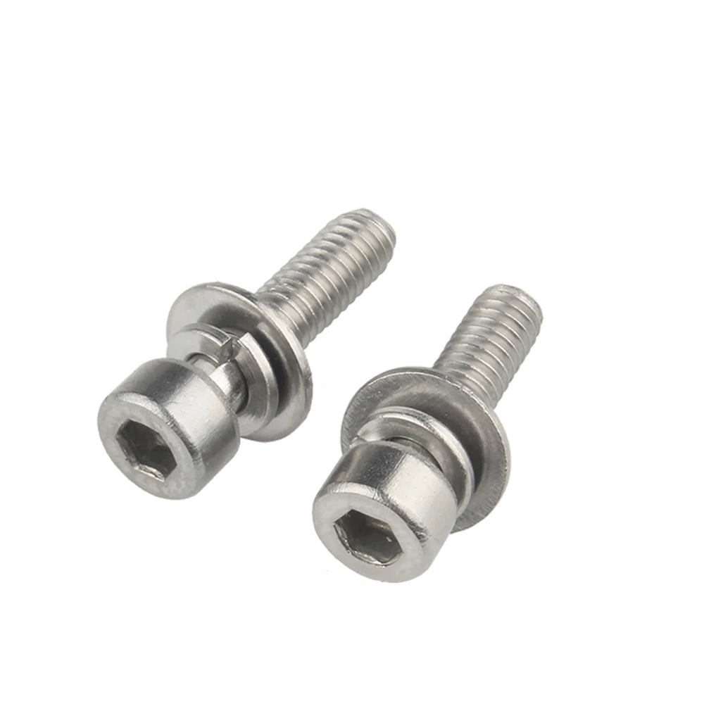 Stainless Steel Hex Socket Knurled Cheese Head Screws Three Combination Screws