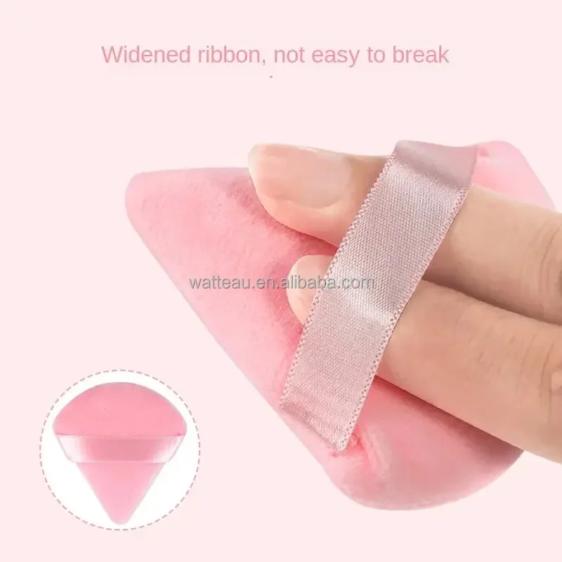 Triangular Velvet Setting Dry Powder Applicator Super Soft Double Sided Cushion Short Pile Flocking Powder Puff Makeup Sponge