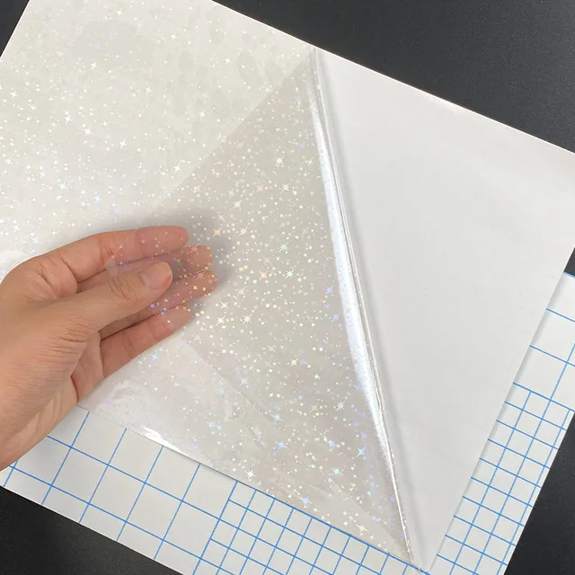 Adhesive Holographic Cold Lamination Film A4 Paper Stars Dots Glass Pattern Sheet Photo DIY Album Laminating Film