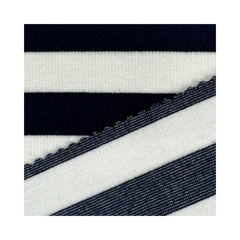 Premium Polyester Rayon Stretch Pont De Roma Yarn Dye Stripe Knitted Fabric For Clothing