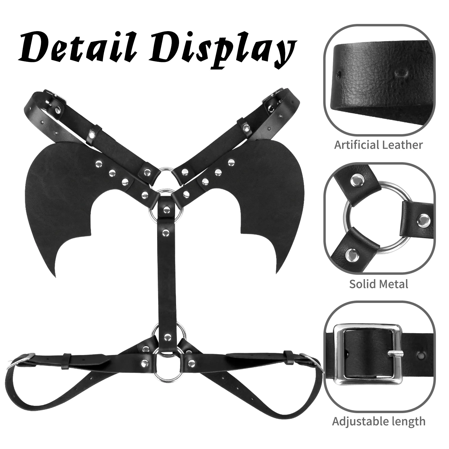 Women Sexy Naughty Chest Bra and Bandage Exotic Underwear PU leather Sleepwear Lingerie with Demon Wings