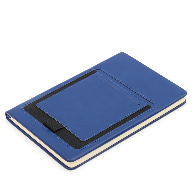 Custom cheap hardback journal  A5 notebook for custom logo branding PU leather cover pocket diary