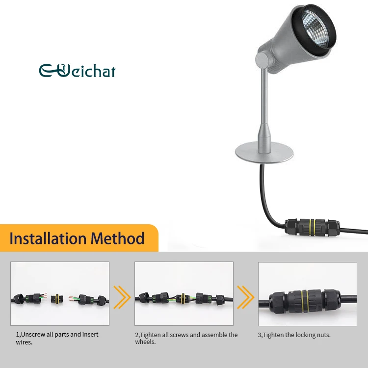 IP68 Наружный свет нейлон PA66 винт 2Pin 3Pin Водонепроницаемый Электрический разъем