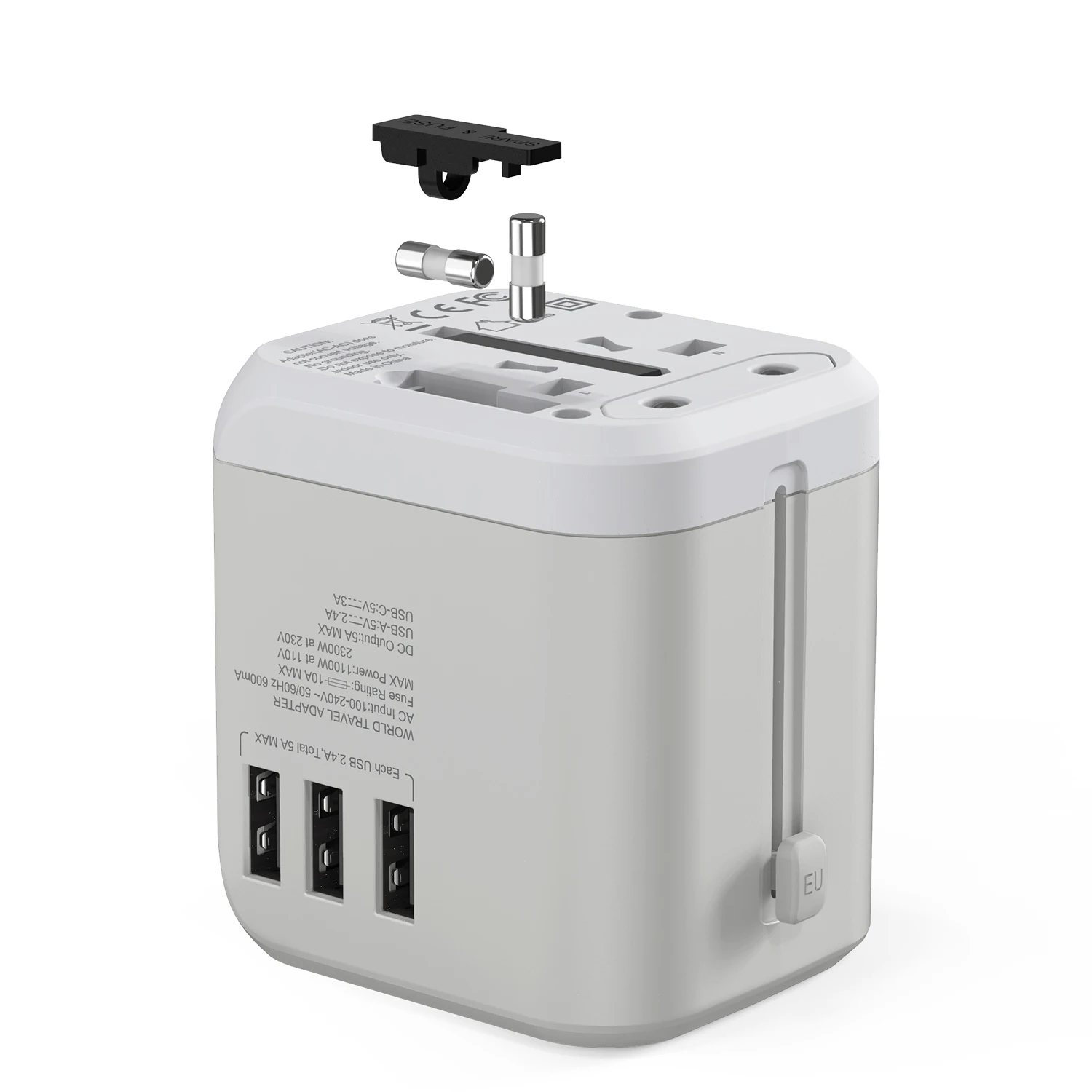 Universal quick charger dual AC socket multi plug adapter 5A usb travel charger