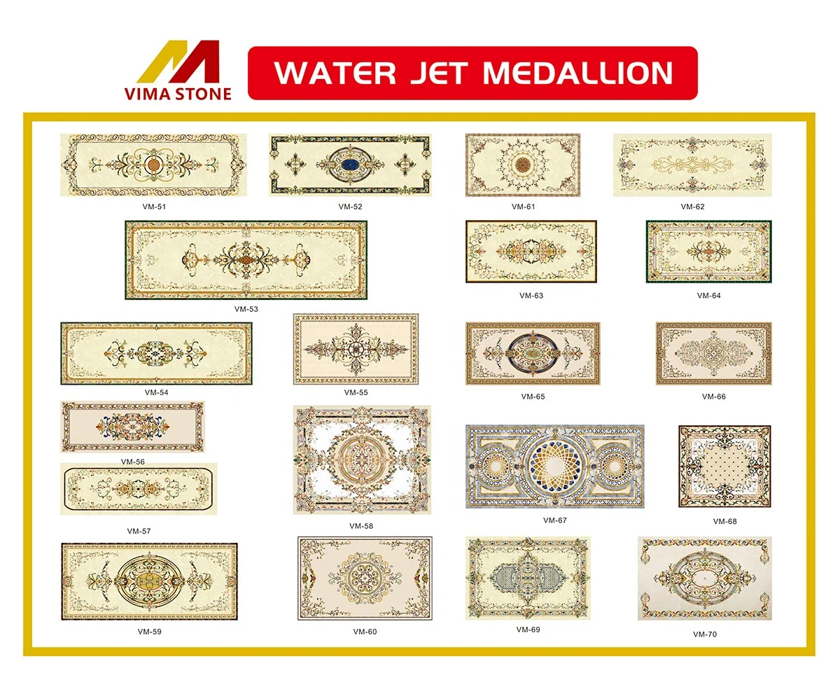 Interior design marble wall tile classic waterjet marble medallion flooring design for background wall decoration villa project