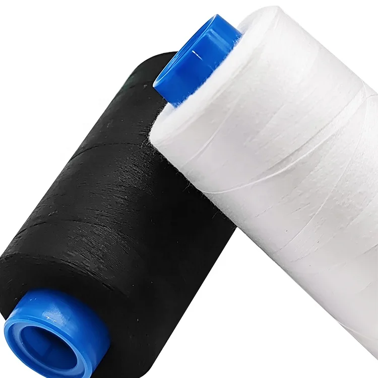 18 лет фабричное шитье нитью 60/2 5000 м черно-белая швейная нить 100% OEM нить Polyest