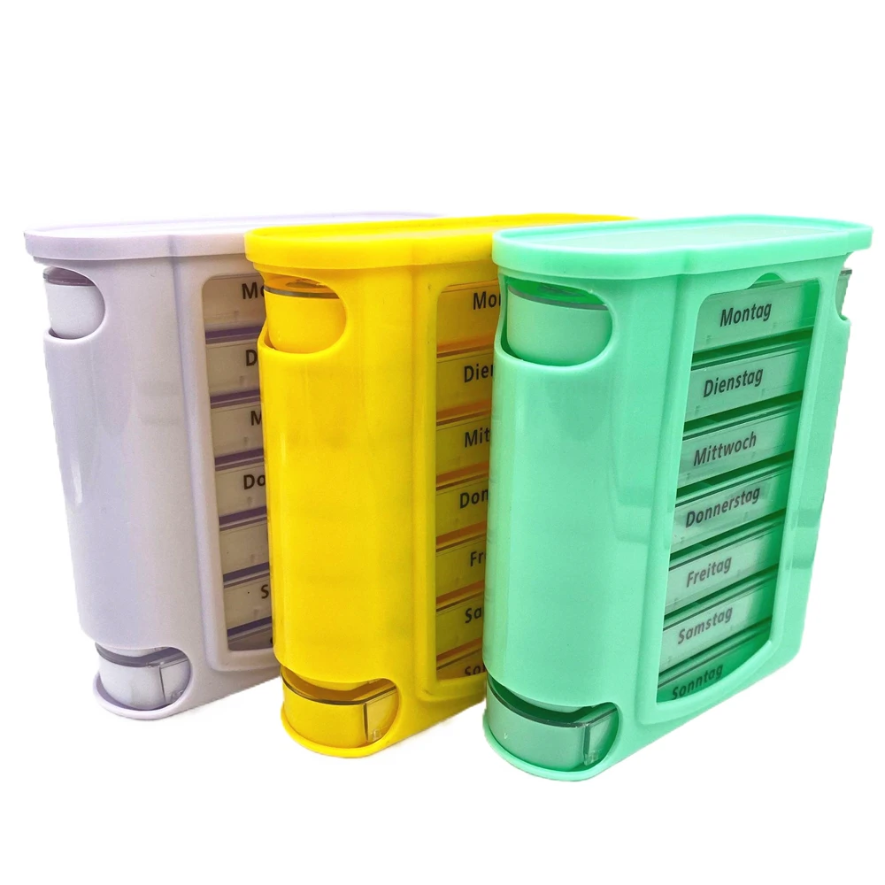 One Week 28 cases Pill Storage Rainbow Color Pill Holder Drawer Shaped Plastic Pill Box