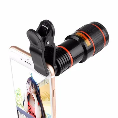 Hot selling Universal phone monocular 12x telephoto telescope zoom camera lens with fisheye/macro/wide angle