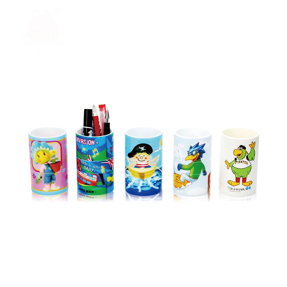 
Best price promotional cheap SY310A wholesale portable plastic cartoon puzzle mug pen cup 