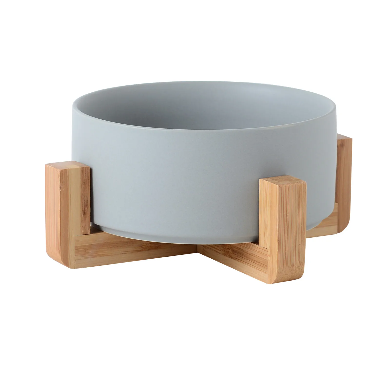 OEM Designer Elevated Porcelain Pet Cat Dog Food Bowl Raised Ceramic Pet Cat Dog Bowl With Stand Wooden Frame
