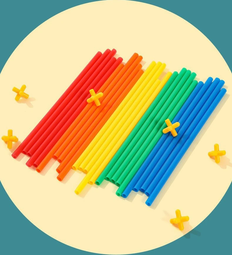 Kids DIY building assembly plastic building blocks construction straw building block toy