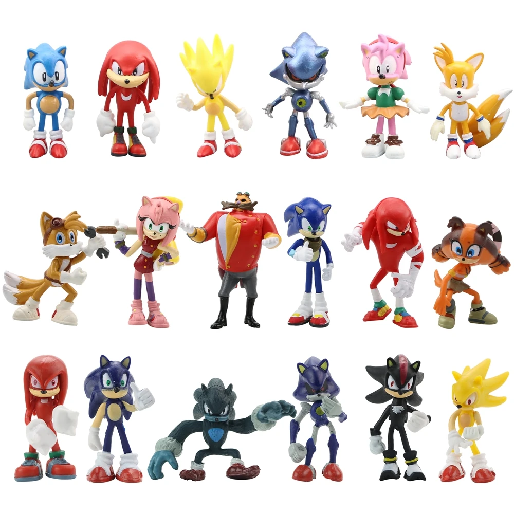 
6Pcs Anime Cartoon Hedgehog Toy Popular Game Action Figure Customer 7Cm Small Sonic Plastic Figurines 