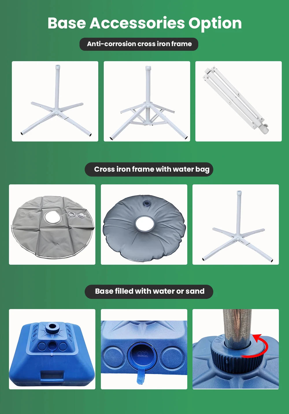 Promotional Durable Beach Umbrella Wind resistance Outdoor Advertising Umbrellas with custom Logo base filled with water