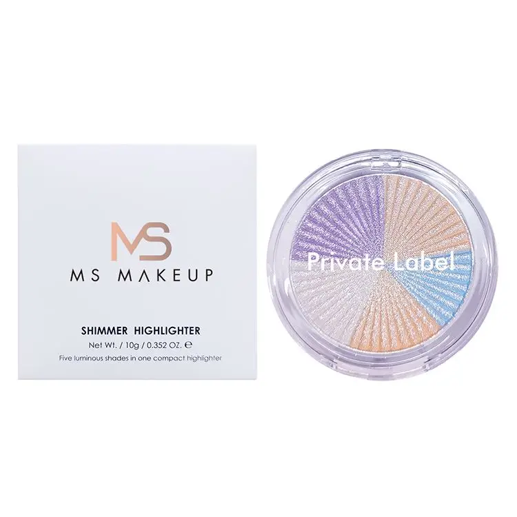 New Brand Makeup Highlighter Private Label Wholesales 5 in 1 Highlighters Palette Waterproof Powder Pressed Diamond Highlighter