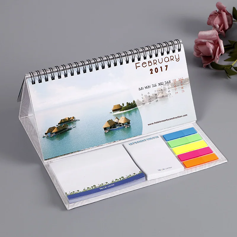 Factory Custom Printing Desk Pad Calendar Planner Notes  Table Calendar 2023 Full Coloring Desktop Calendar with Sticky Notes