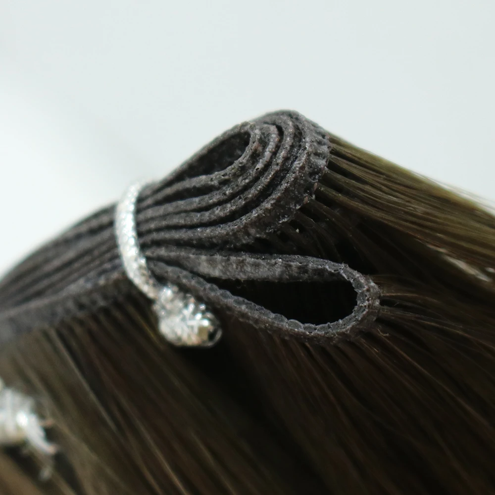 Remy Human European Genius Weft Hair Extensions Double Drawn Wavy Russian Hair Genius Weft 100 Human hair