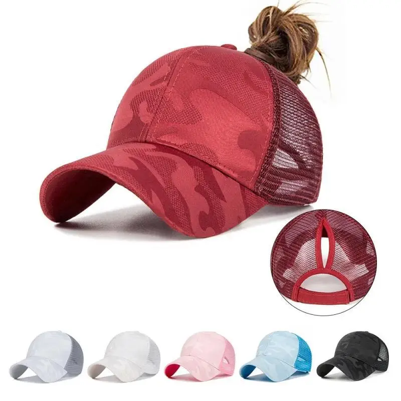 OEM Manufacture American Style Baseball Cap Custom Embroidery Floral 5 Panel Back Mesh Ponytail Trucker Hat