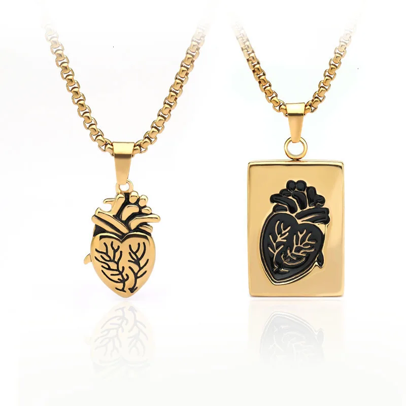 ODM lovers gift 2023 Creative Stainless Steel Heart Shape heartbeat Bead Chain Rock silver Pendant Couple gold Necklace