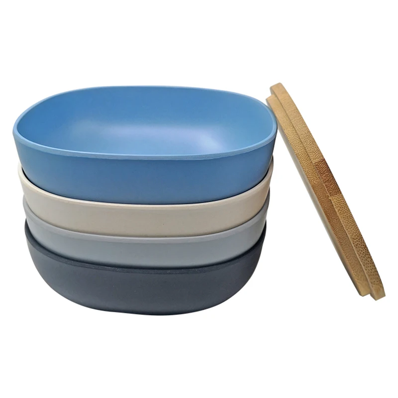 Маленькая круглая Салатница из бамбукового волокна с бамбуковой крышкой, не содержит Бисфенол А, Экологически чистая