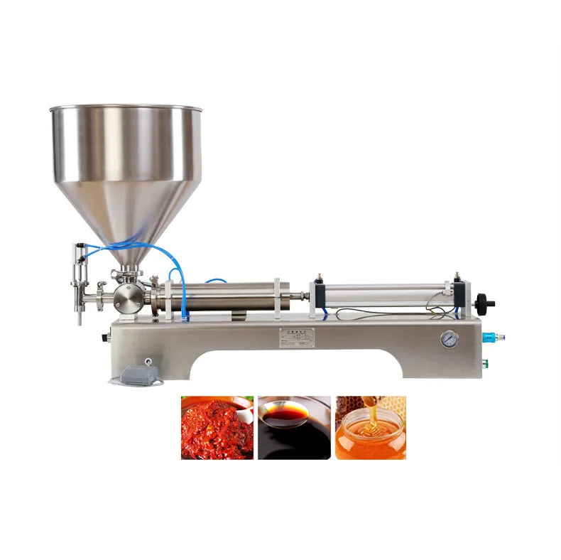 horizontal piston semi automatic paste shampoo cosmetic cream manual filler jam honey ketchup tomato sauce filling machine