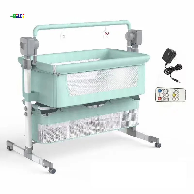 Modern 3-in-1 Adjustable electric alloy Baby bed Bassinet Rocking Infant Bedside Crib for Newborn for Living Room Bedroom Use