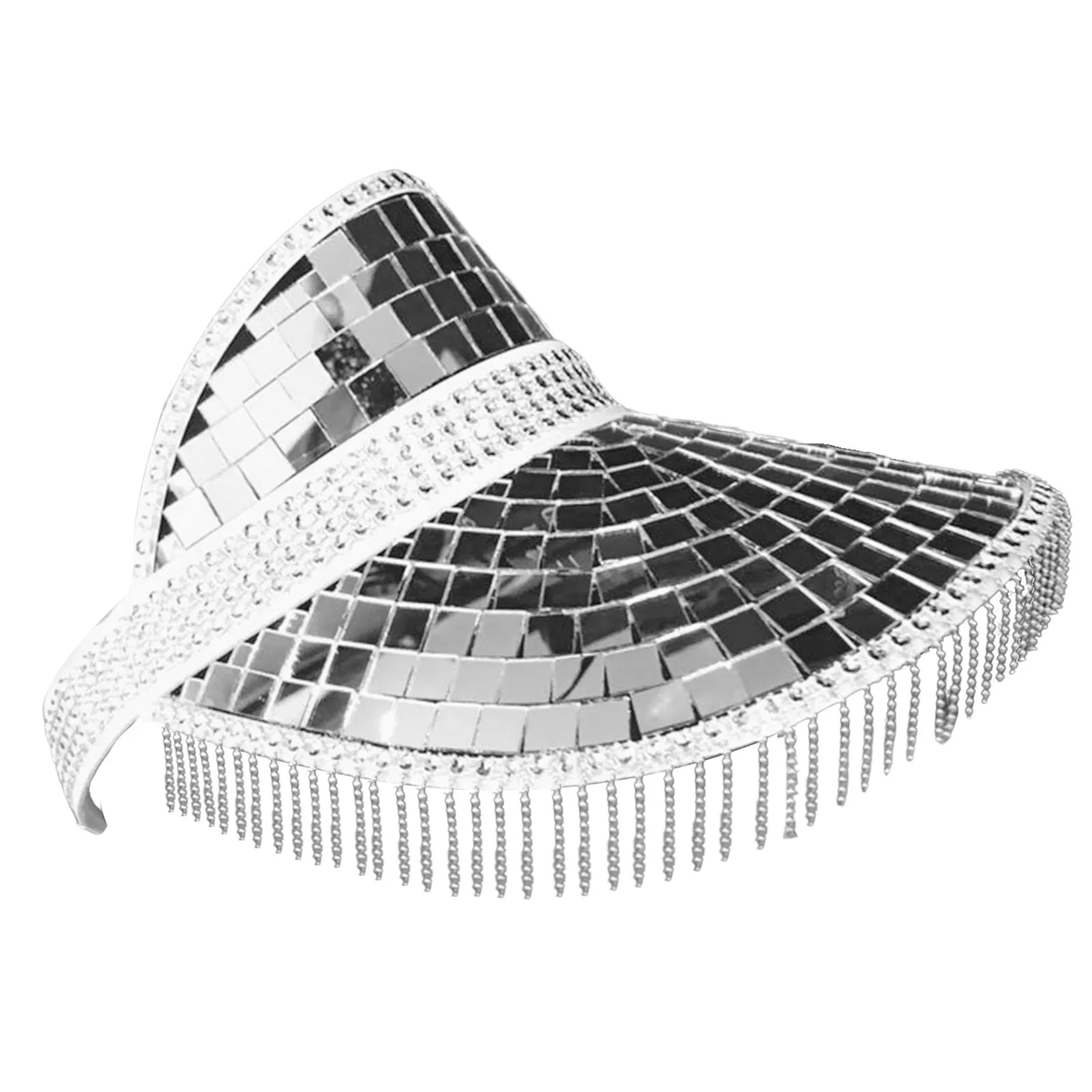 Glitter Mirror Glass Disco Sun Visor Hat Holiday Decoration Club Party Caps