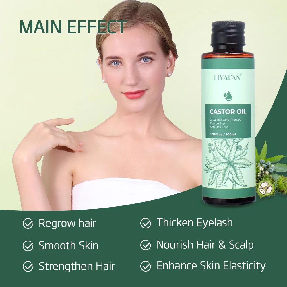 Private Label Organic Fast Strengthening Eyelashes Eyebrows Beard Hair Growth Castor Oil For All Hair Types