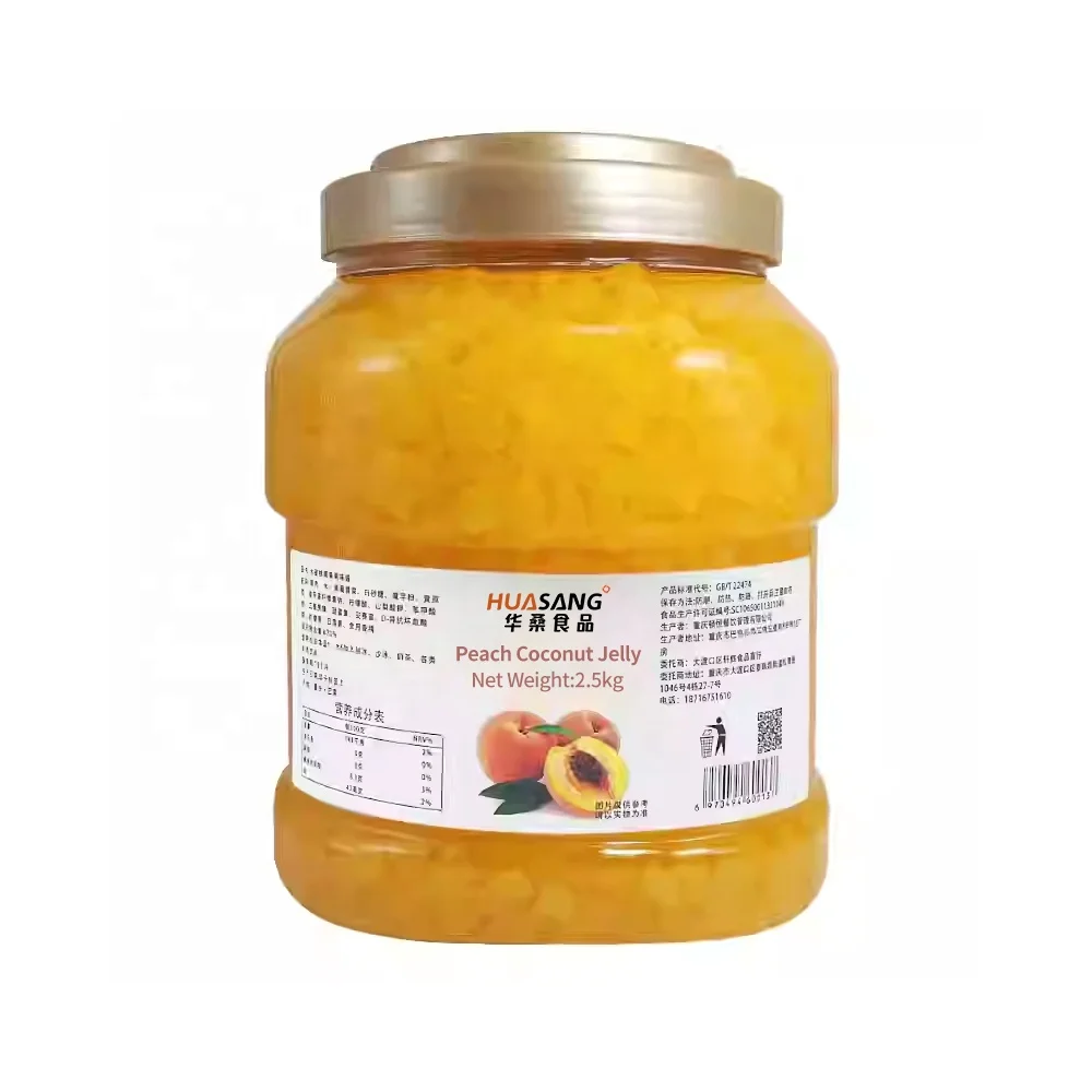 peach flavor fruit jelly nata de coco coconut jelly konjac jelly for milk bubble tea ingredients