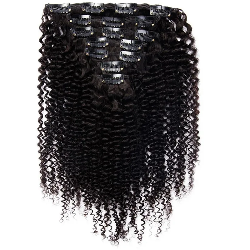 Wholesale Mongolian Afro Kinky Curly Human Hair Weave Clip In Hair Extensions