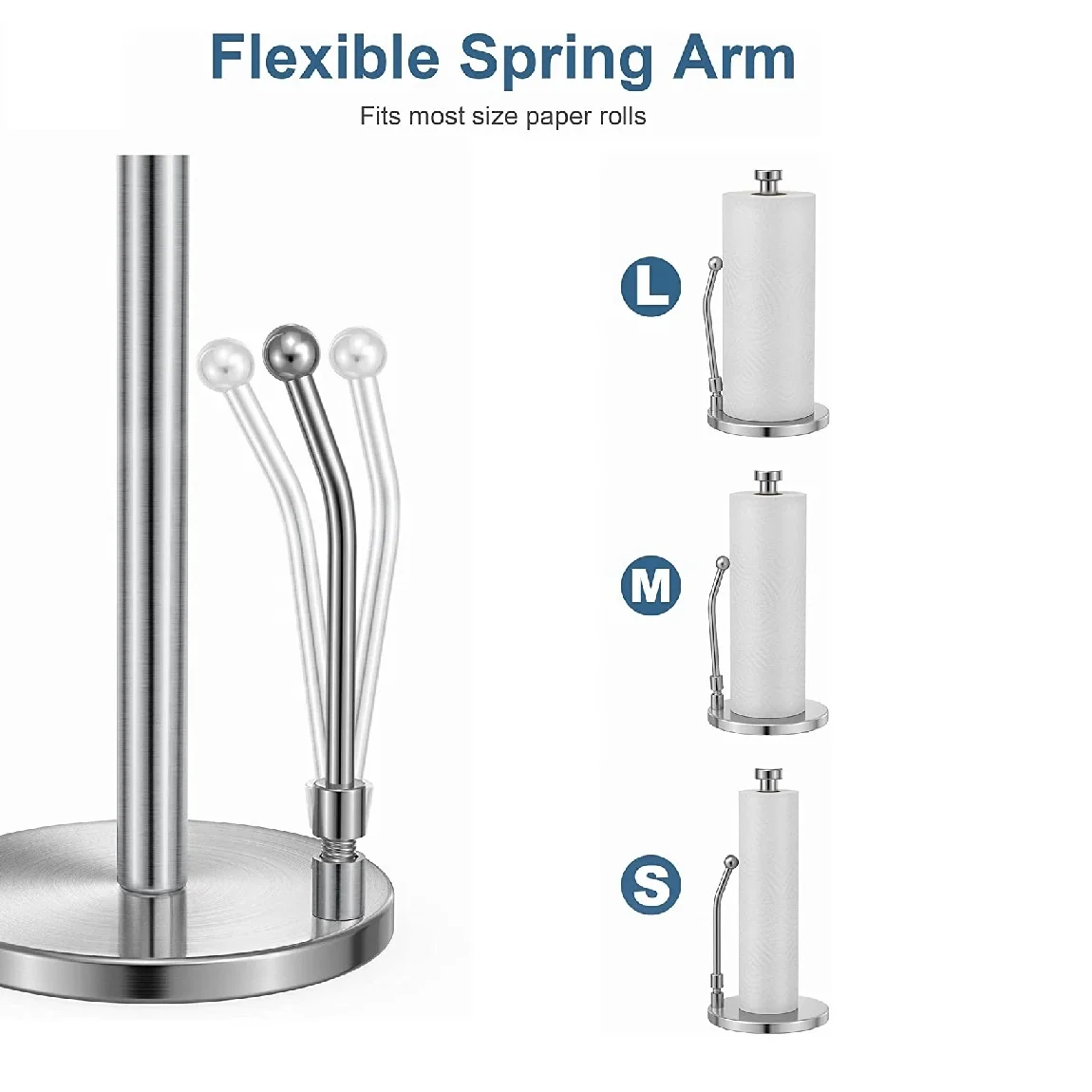 Paper Towel Holder for One Hand Tear,  Stainless Steel Paper Towel for Kitchen Countertop