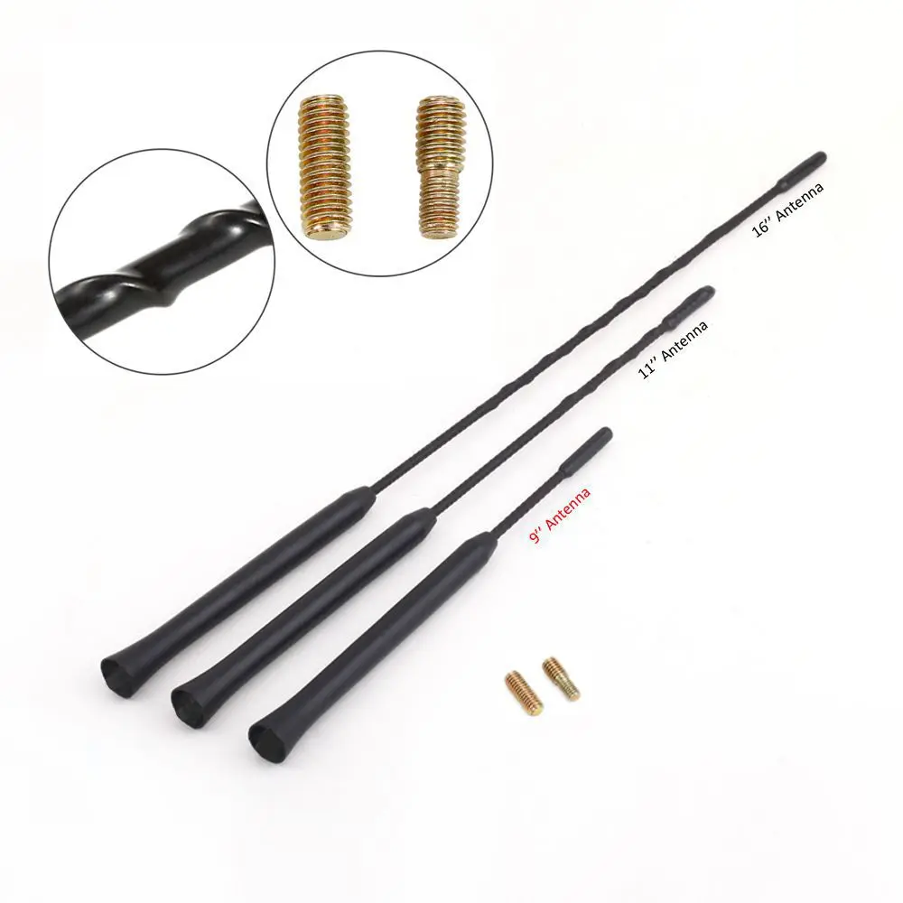 Car Universal Roof Radio Antenna 9-11-16 Inch AM/FM Modified transmitter Antenna Pole with 2 Screws