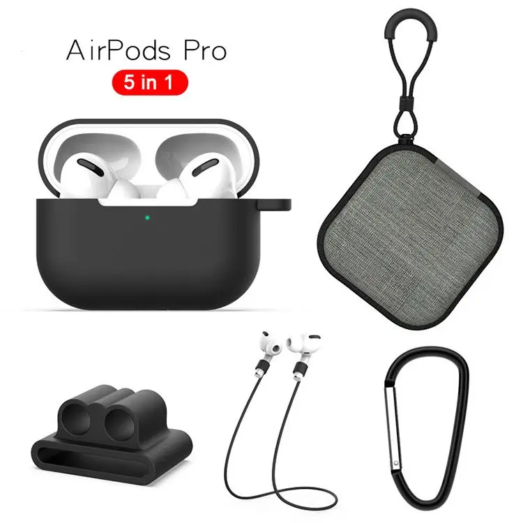 Силиконовый чехол для AirPods Pro, защитный чехол для AirPods Pro, набор аксессуаров для наушников с ремешком, сумка для хранения