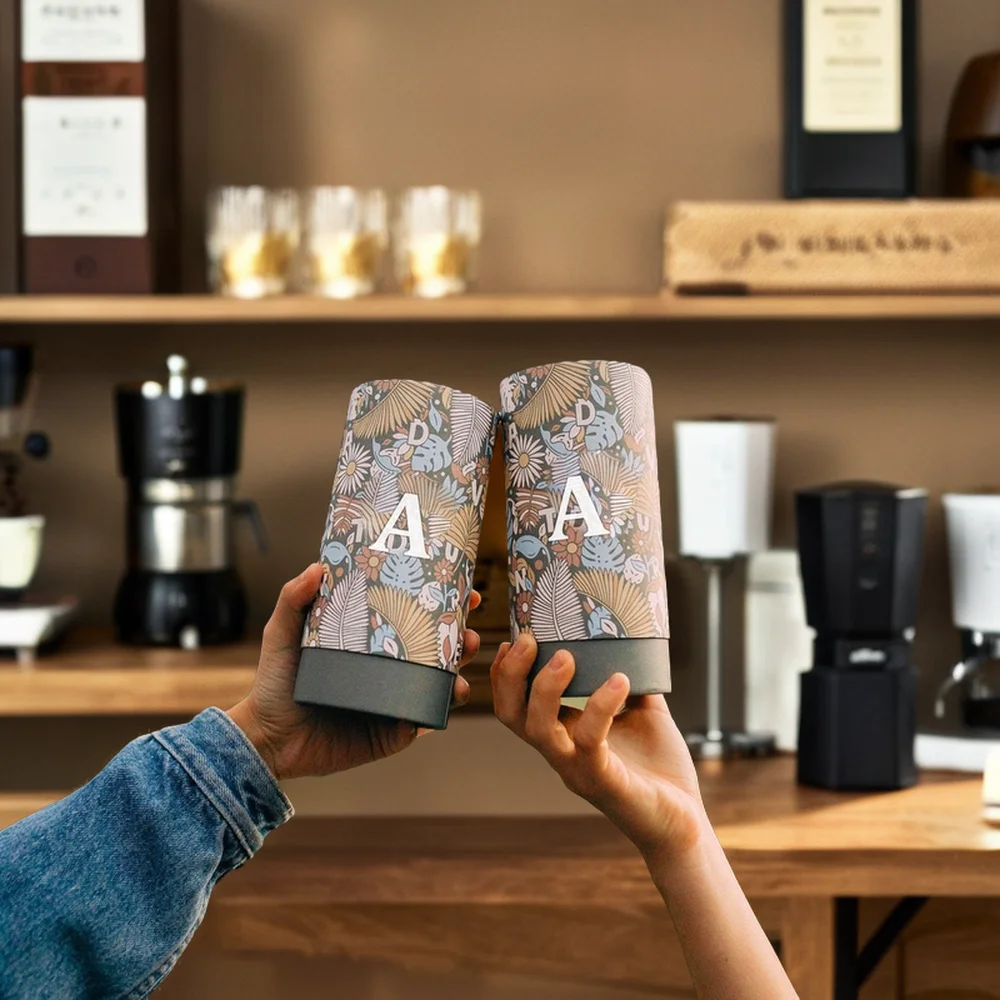 AT PACK 8Oz Coffee Tube Packaging Matte Surface Eco-Friendly with Recycled Materials Coffee Packaging Paper Tube