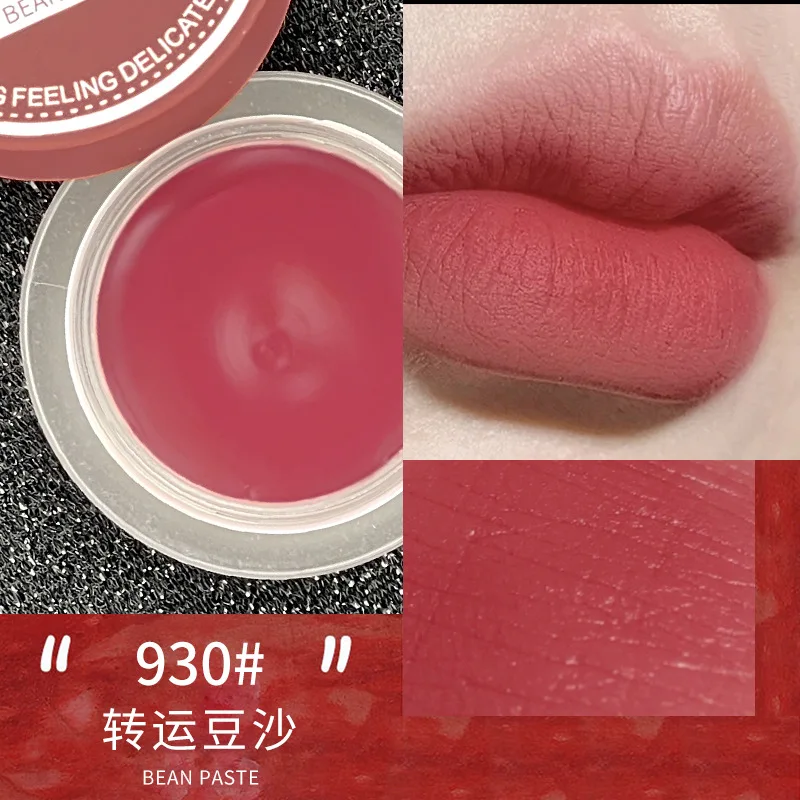 Canned Jelly Lip Mud Makeup Velvet Bean Paste Red Brown Non-stick Cup Student Girl Lipstick New Product