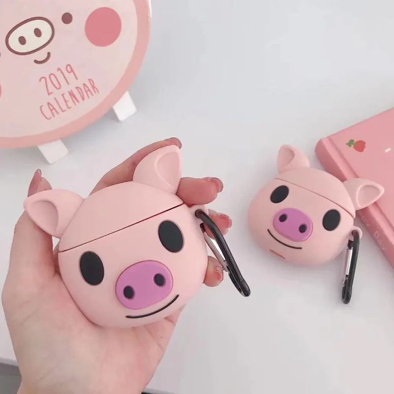 Factory direct cartoon pink Pig nose earphone silicone protector for airpods