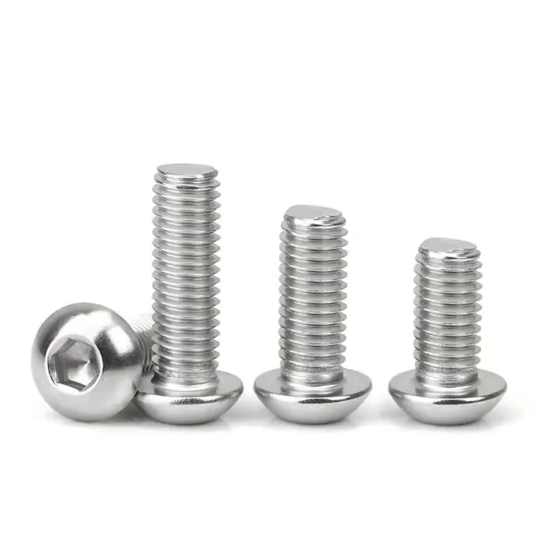 304 Stainless Steel Round head Hexagon Socket screws Pan Head Screws Round Cup Bolts M1.6M2.5M3M4M5M6 ISO7380 lengthen customize