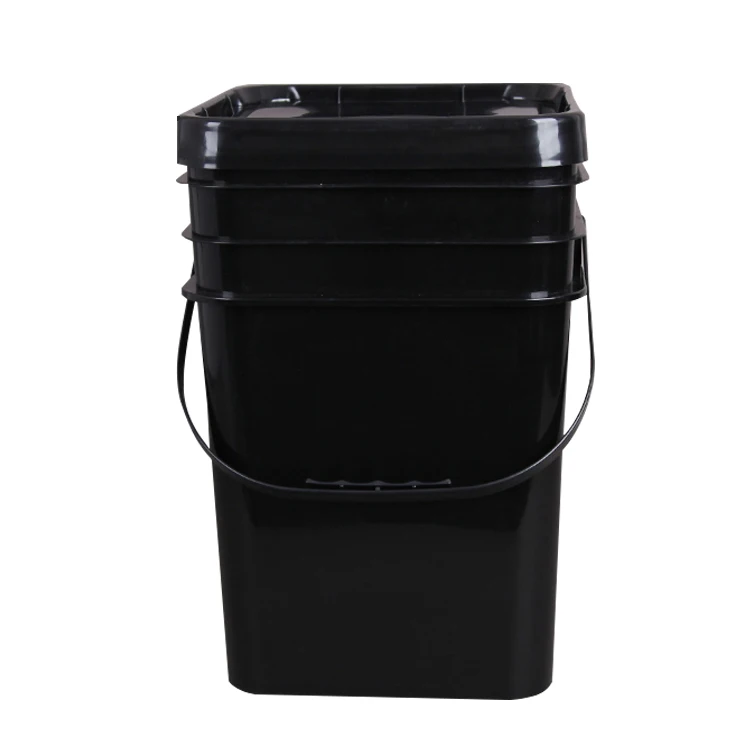 Kinds of black square bucket 20 L square plastic bucket black pail 20 liter plastic pail