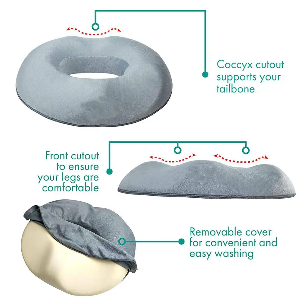 Donut Tailbone Pillow Hemorrhoid Cushion for Prostate Relief, Pregnancy Pain, Pressure Sores