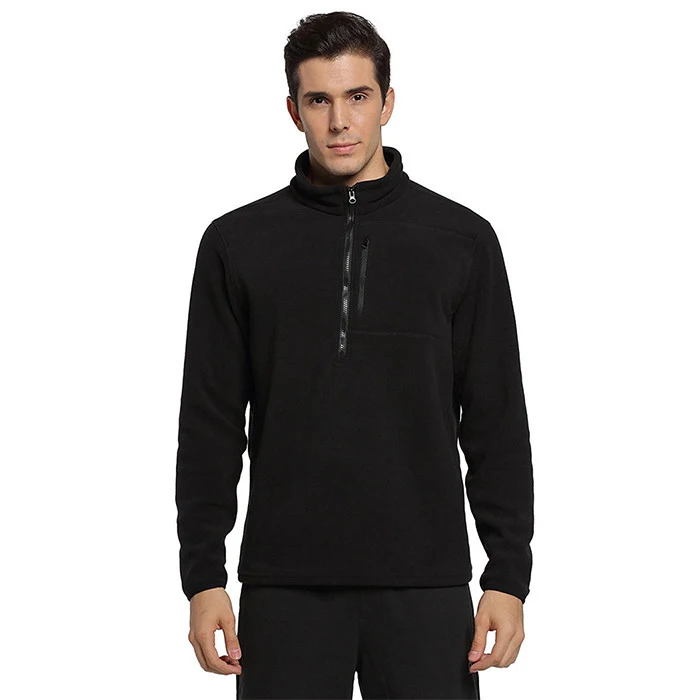 Горячая Распродажа мужские Шерпа флис половина молнии толстовки тяжелый вес флисовая подкладка черная толстовка